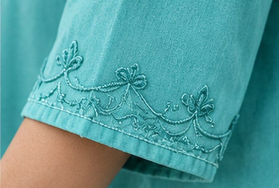 Teal Embroidered Kurti — view 4